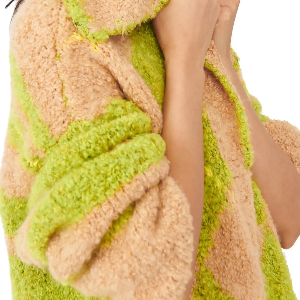 Free people tunic sweater, oversized, green and peach